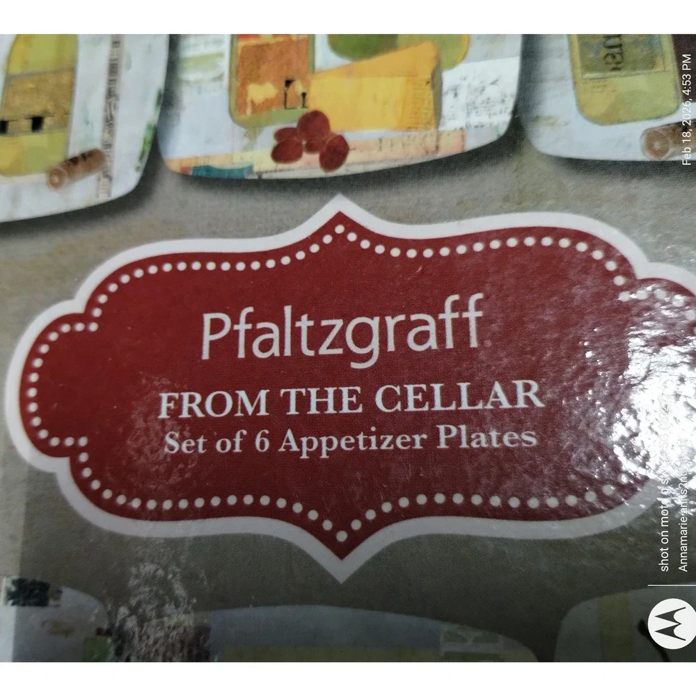 Pfaltzgraff From the Cellar Set of 6 Appetizer Plates‎ w/ Box Wine Cheese